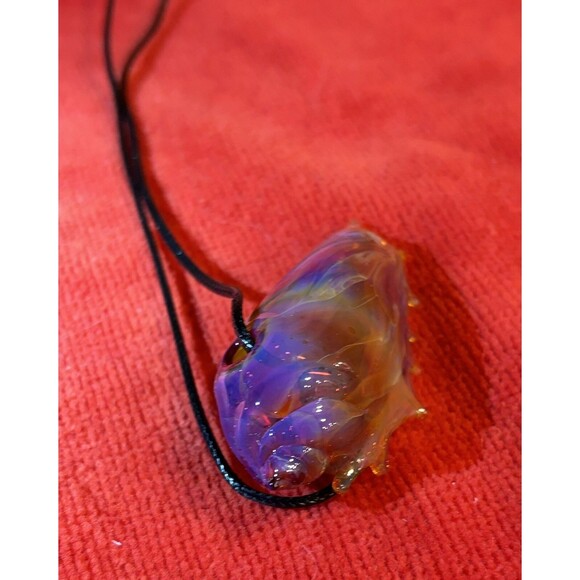 Lampwork Sea shell Multi-colored Glass pendant Necklace NEW - Picture 9 of 11